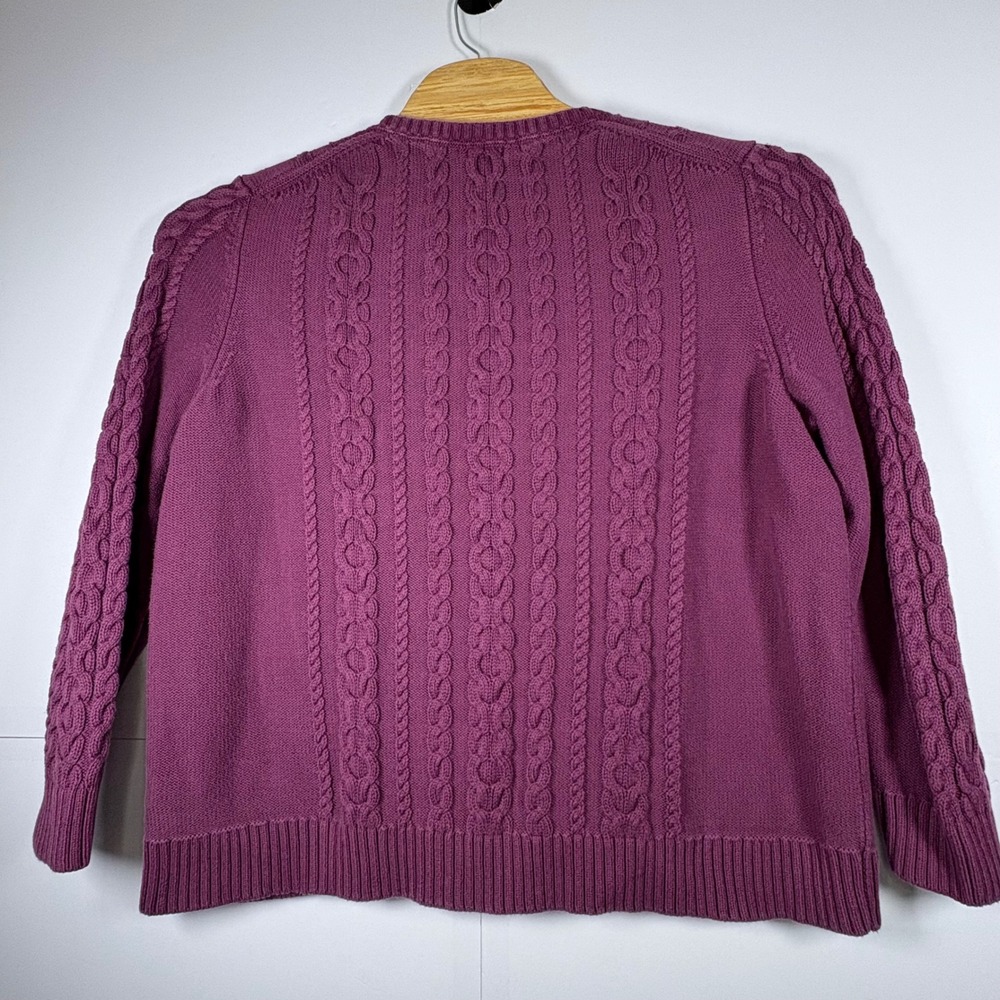 L.L.Bean Women's Purple Cable Knit Crewneck Cotton Pullover Sweater Size 3XL